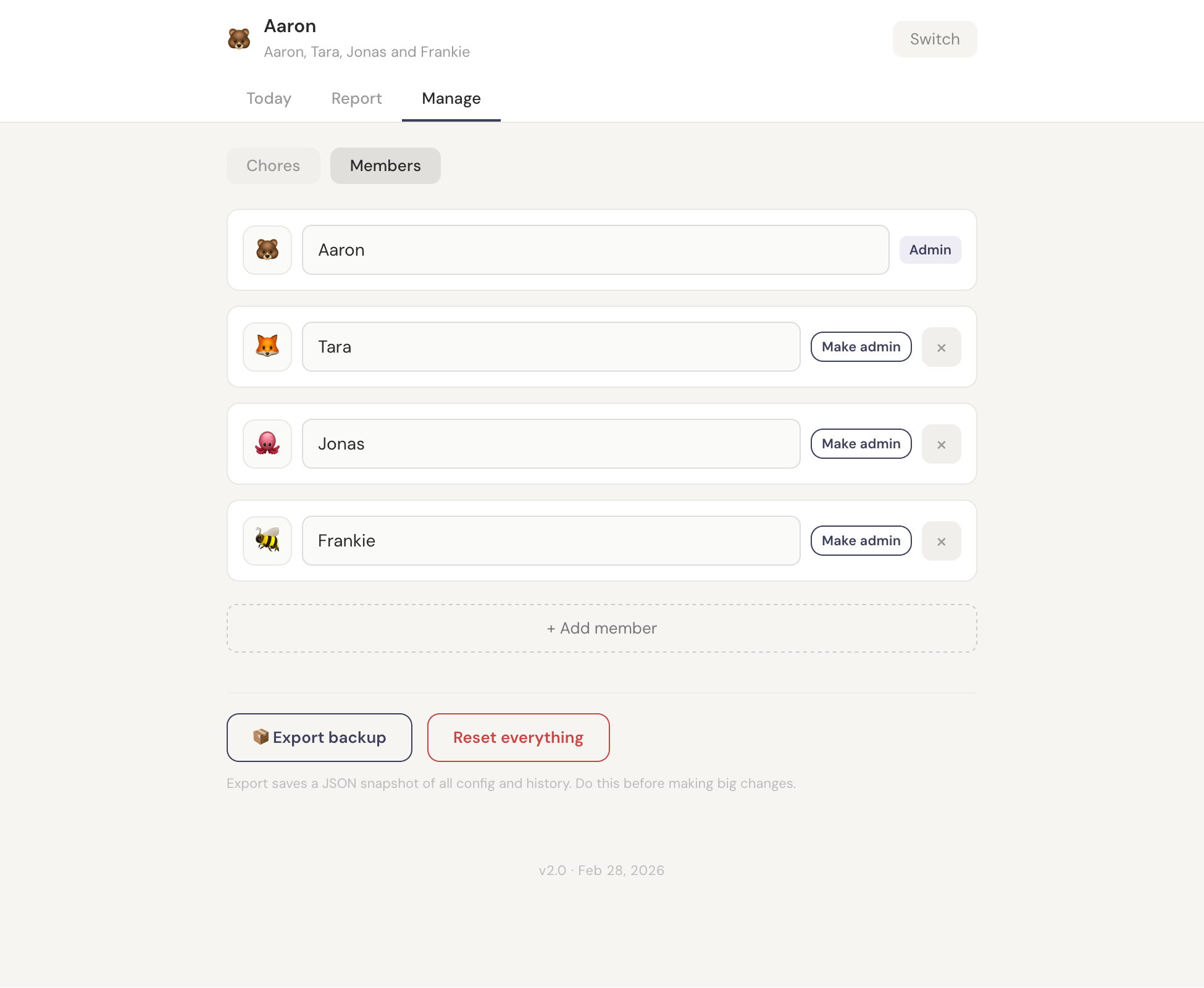 Members screen