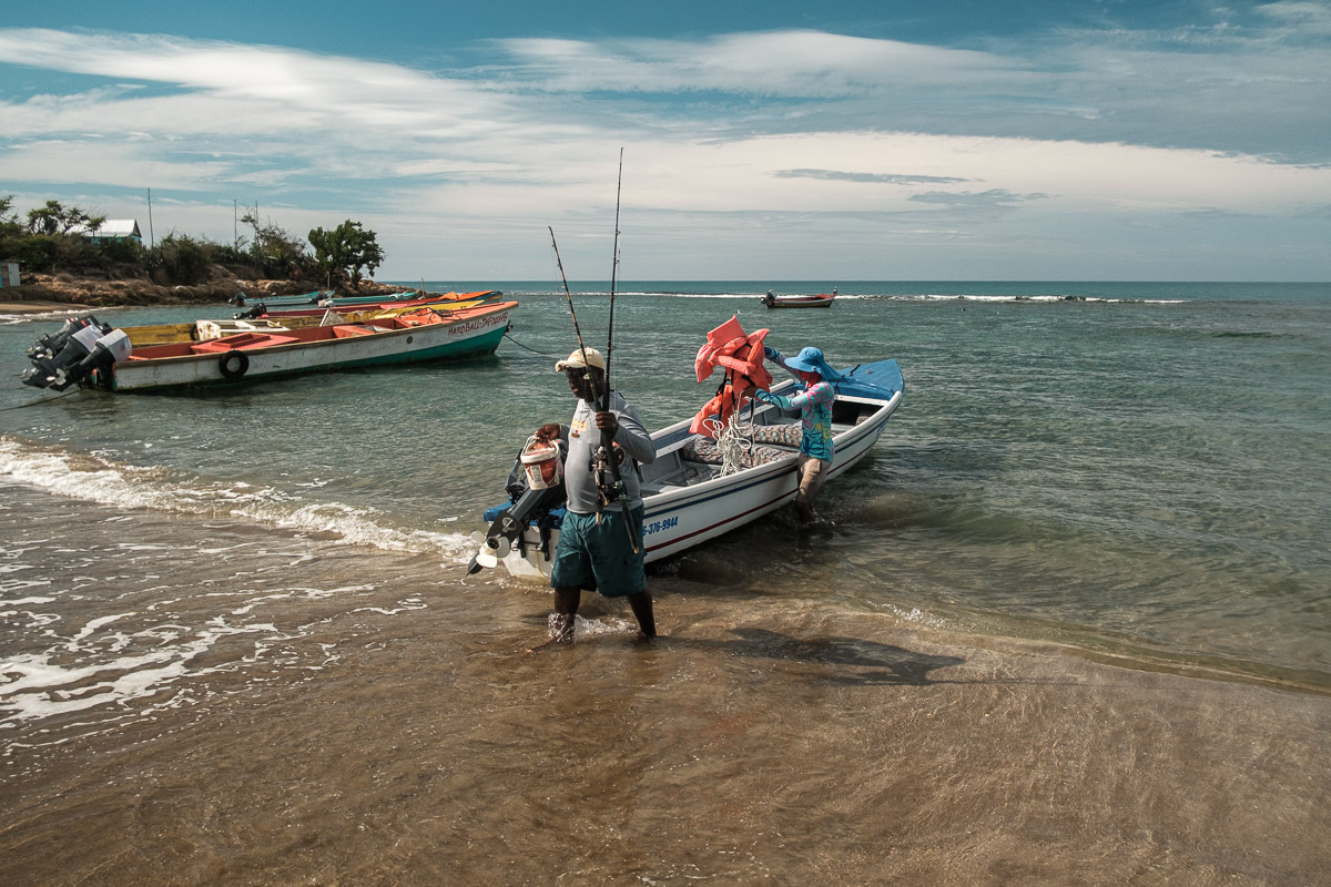 Joseph bringing the boat in