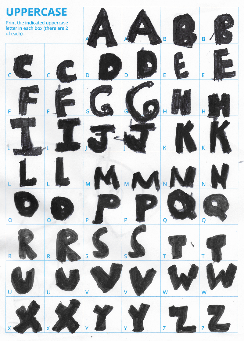 Handmade font worksheet
